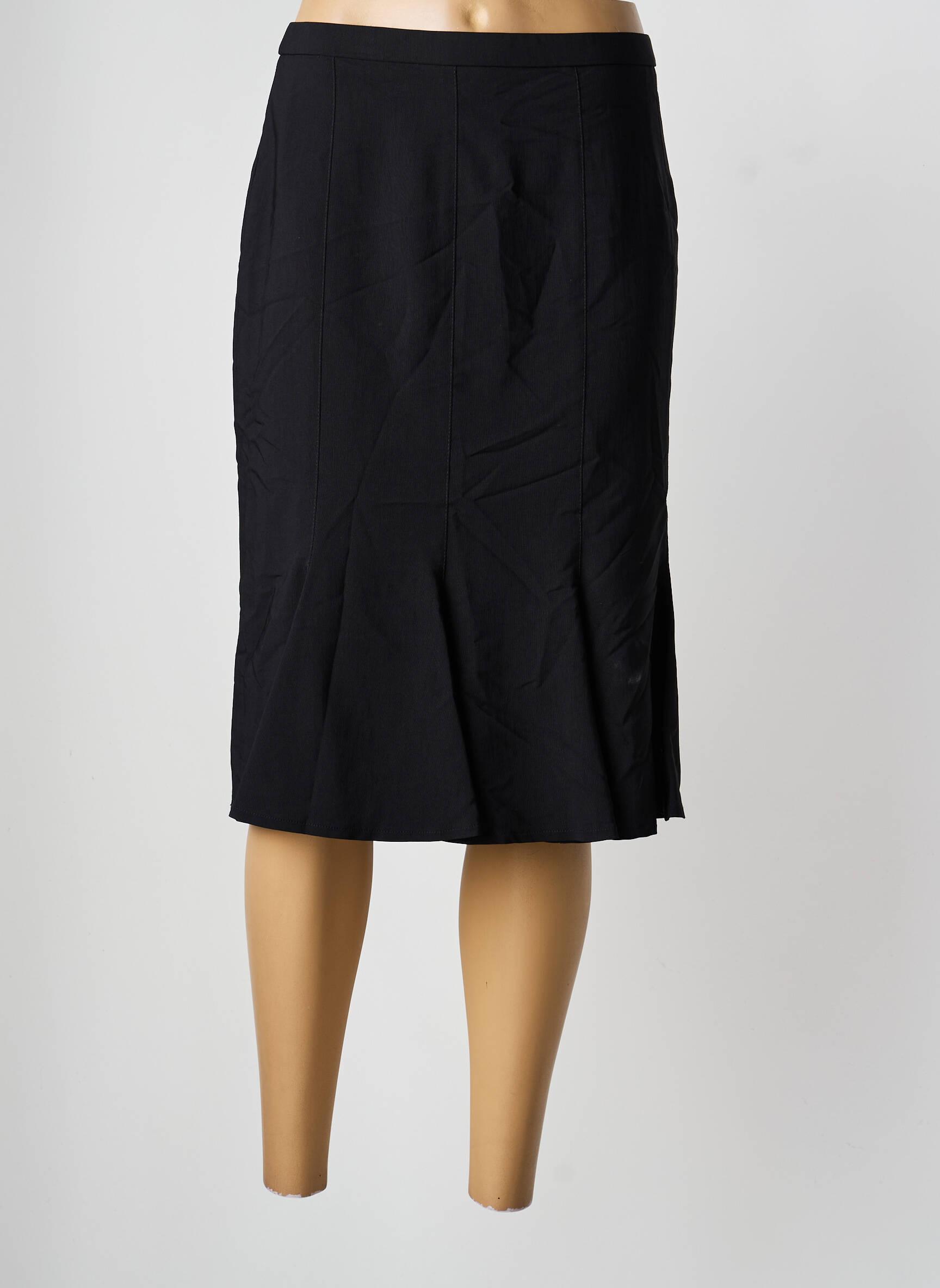 Jupe mi-longue coupe droite noir PAUPORTÉ femme