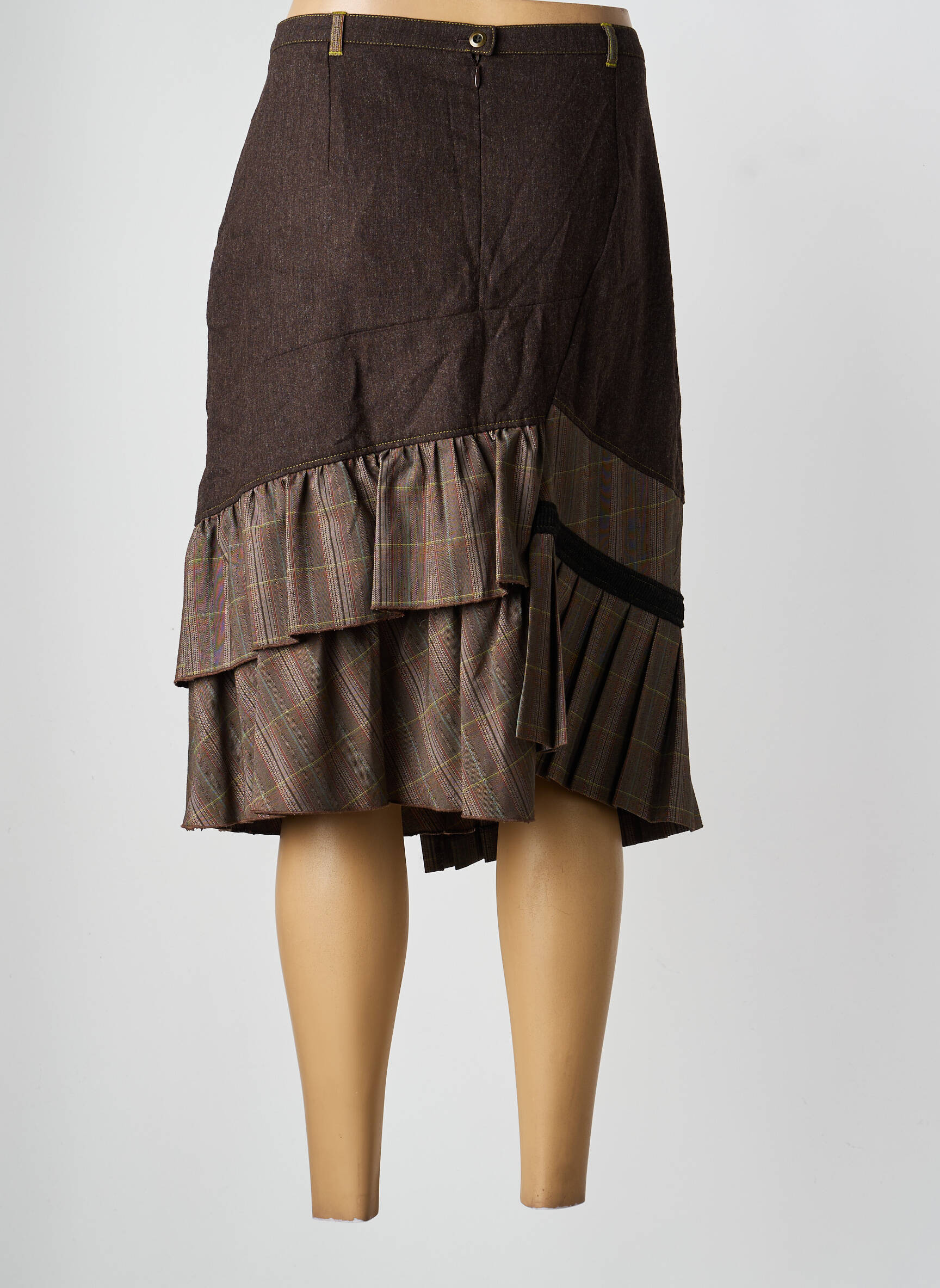 Jupe mi-longue coupe droite marron PAUSE CAFE femme