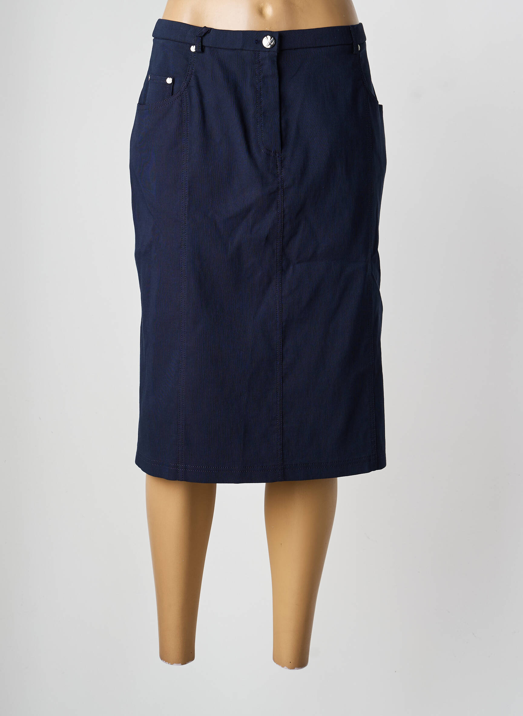 Jupe mi-longue coupe droite bleu PAUPORTÉ femme