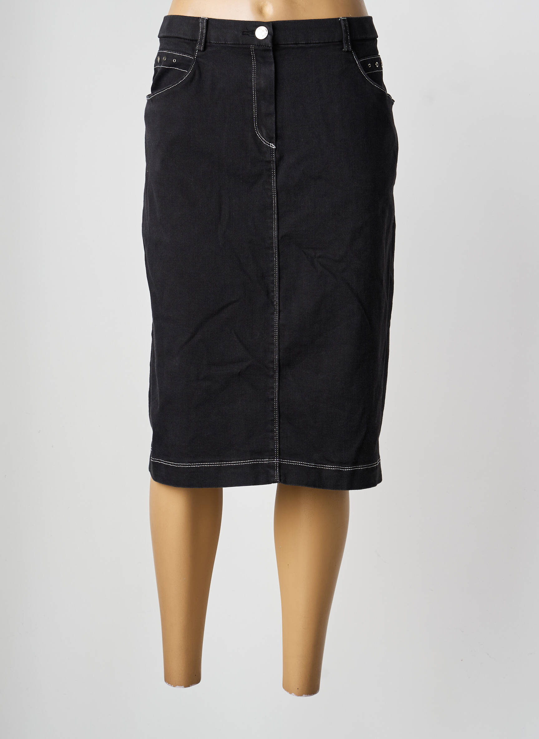 Jupe mi-longue stretch noir CHRISTINE LAURE femme