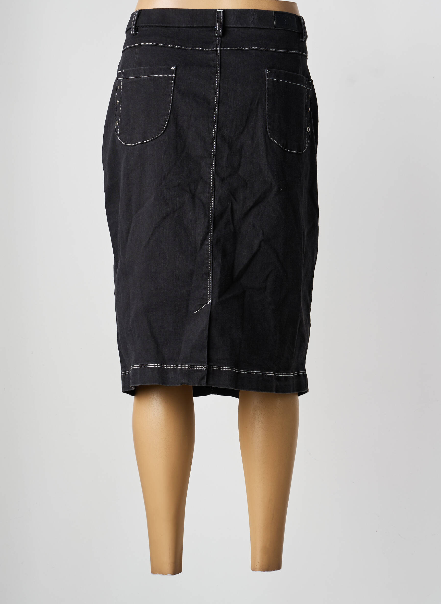 Jupe mi-longue stretch noir CHRISTINE LAURE femme