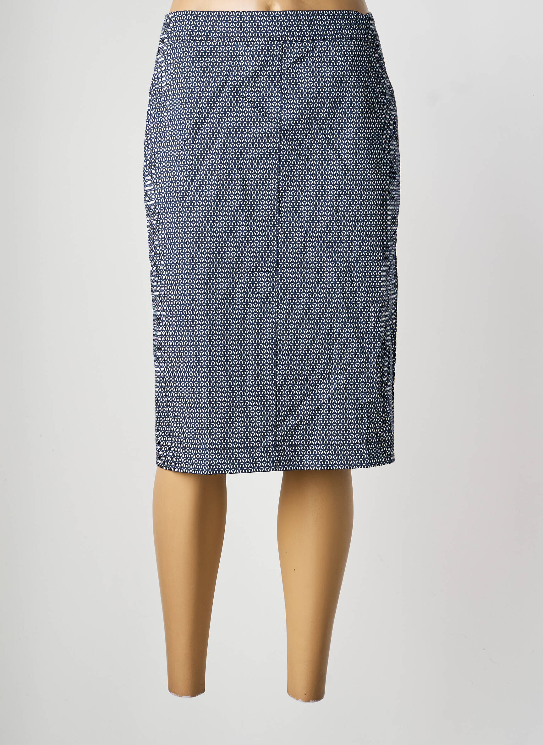 Jupe mi-longue coupe droite bleu FRANK WALDER femme