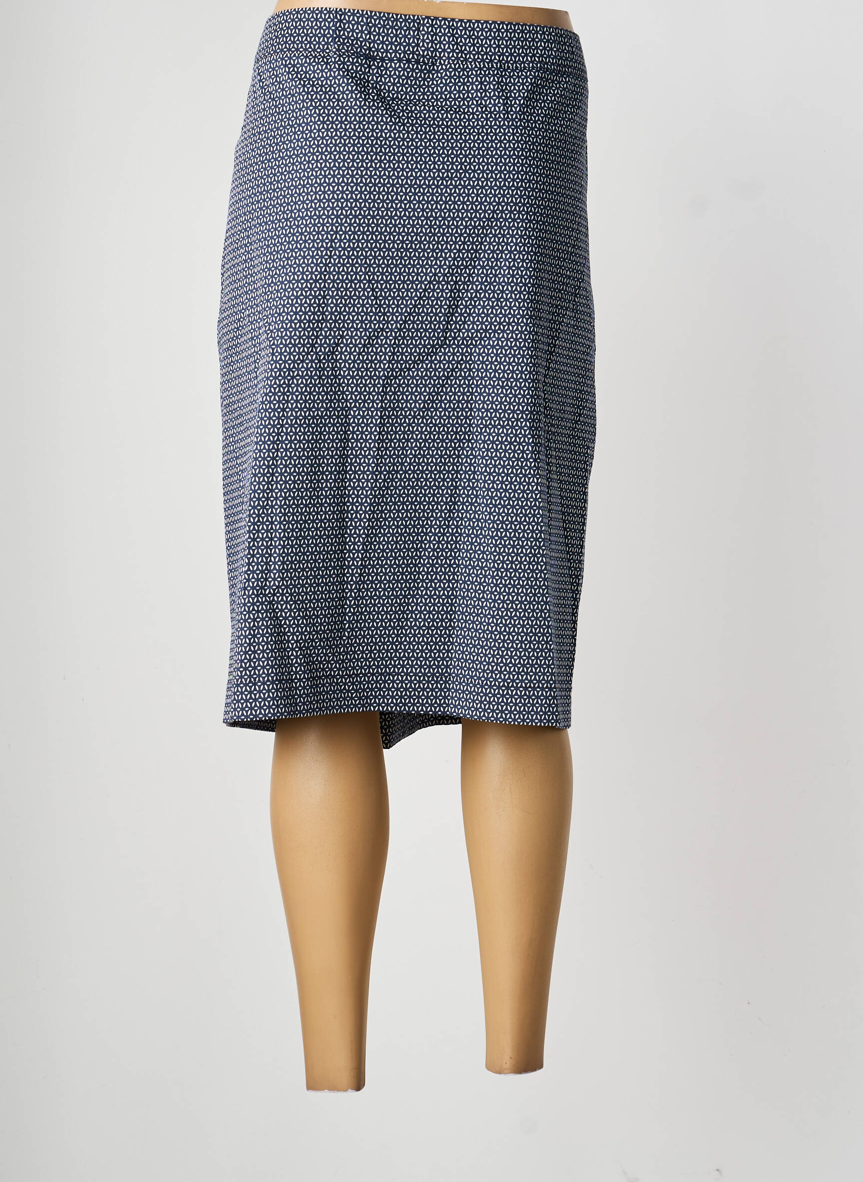 Jupe mi-longue coupe droite bleu FRANK WALDER femme