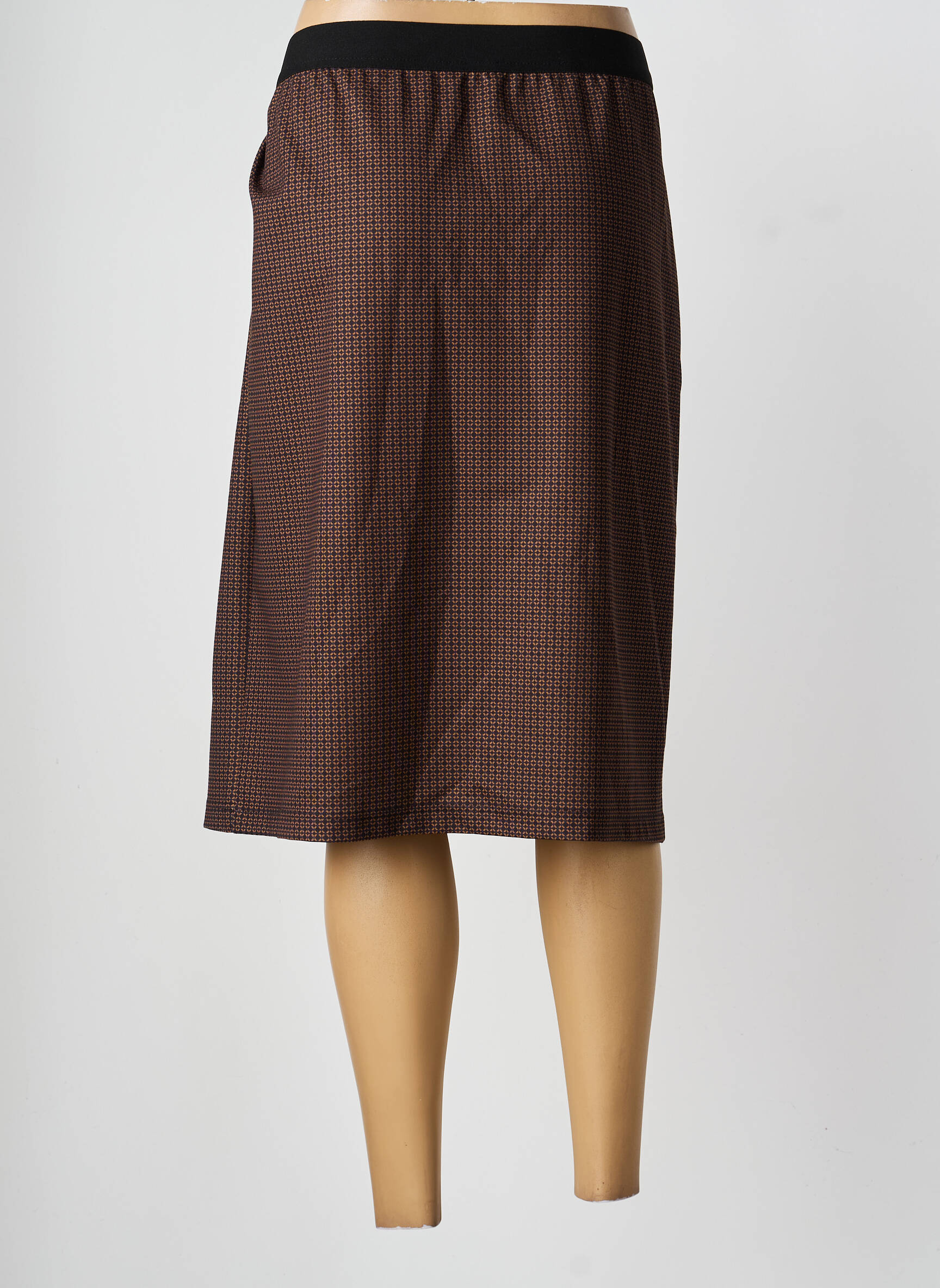 Jupe mi-longue coupe droite marron FRANK WALDER femme
