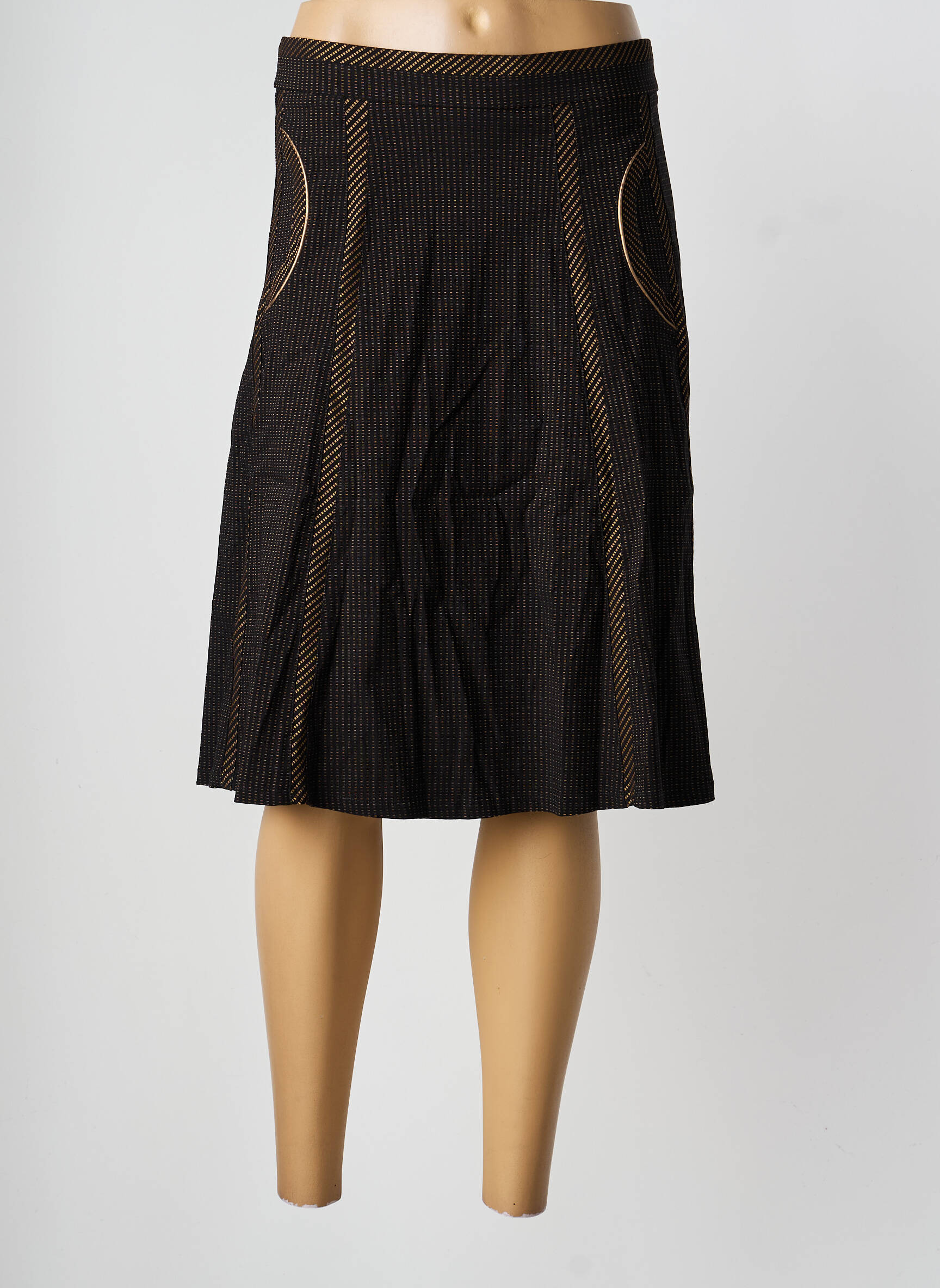 Jupe mi-longue coupe évasée noir CHRISTINE LAURE femme