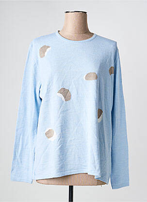Pull tissage chiné manches longues bleu I.ODENA femme