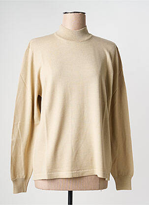 Pull coupe cintrée manches longues beige ELLEMME femme