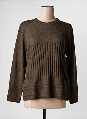 Pull tissage chiné manches longues marron PAUPORTÉ femme