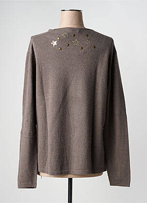 Pull tissage chiné manches longues marron ELLEMME femme