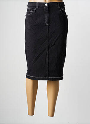 Jupe mi-longue coupe droite noir CHRISTINE LAURE femme