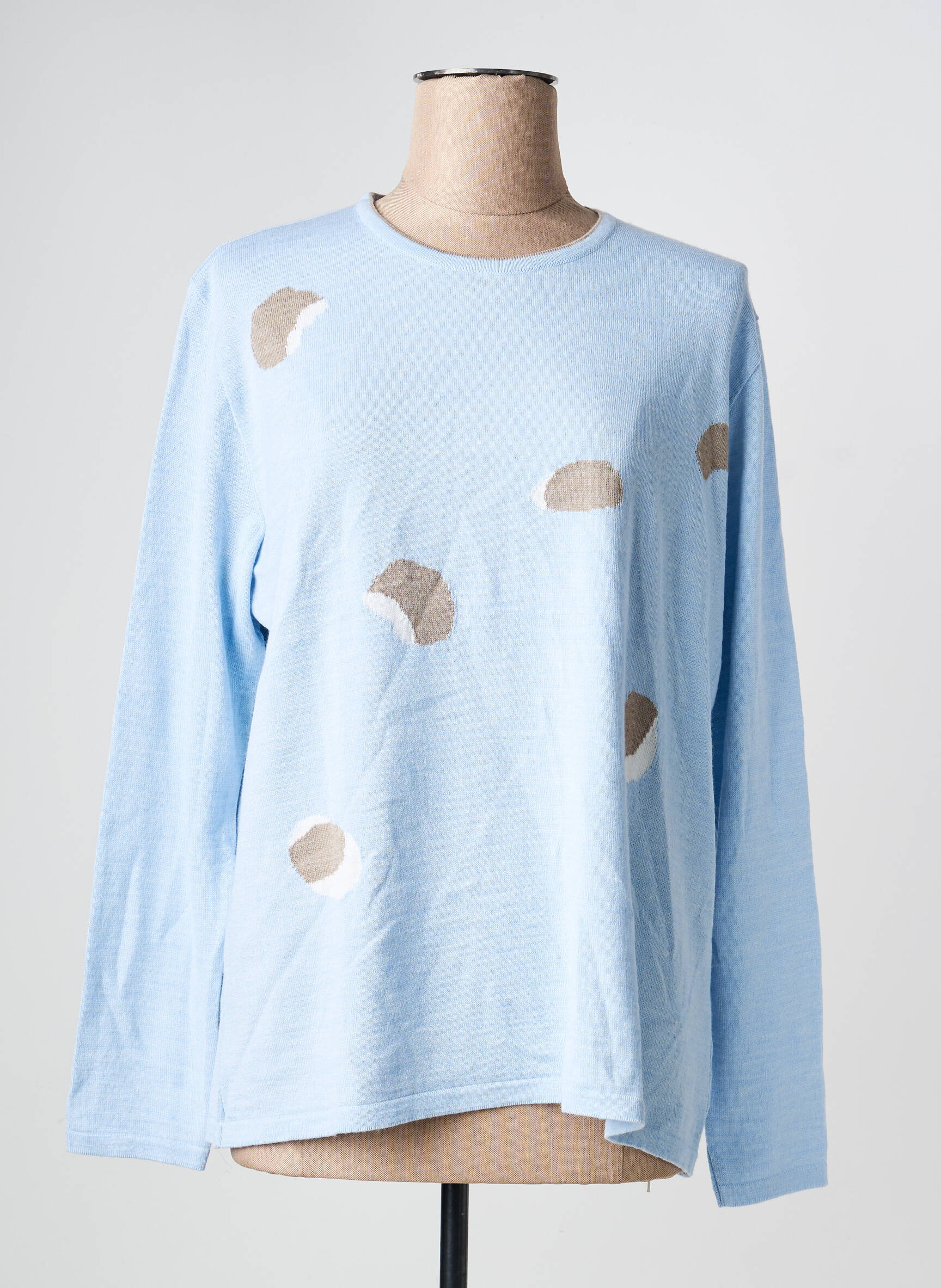 Pull tissage chiné manches longues bleu I.ODENA femme