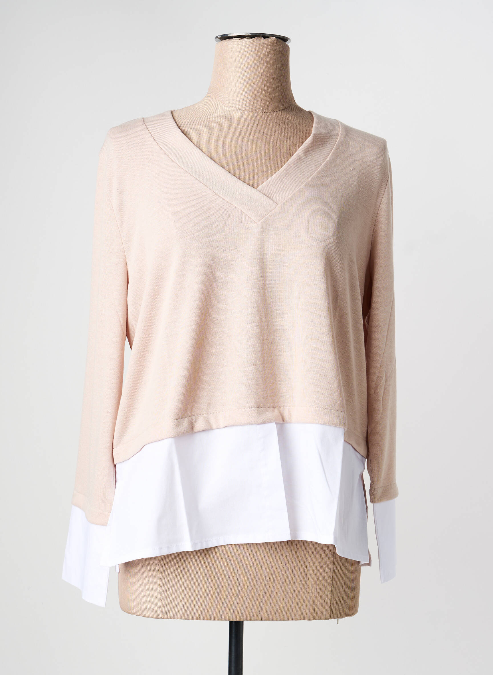 Pull tunique stretch manches longues beige GUITARE femme