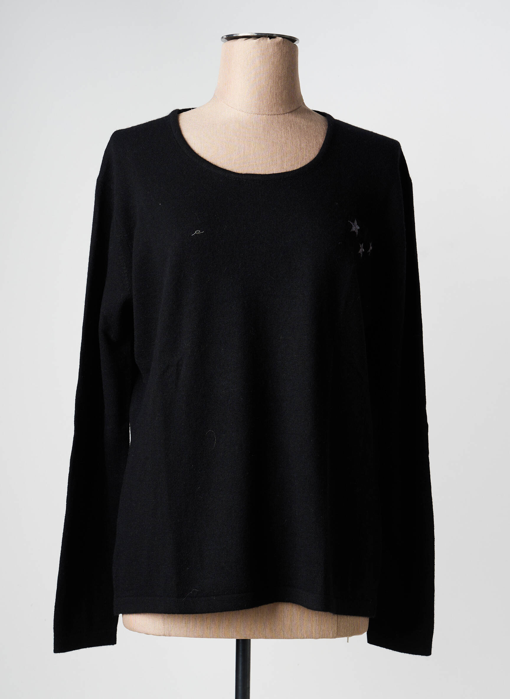 Pull coupe cintrée manches longues noir ELLEMME femme