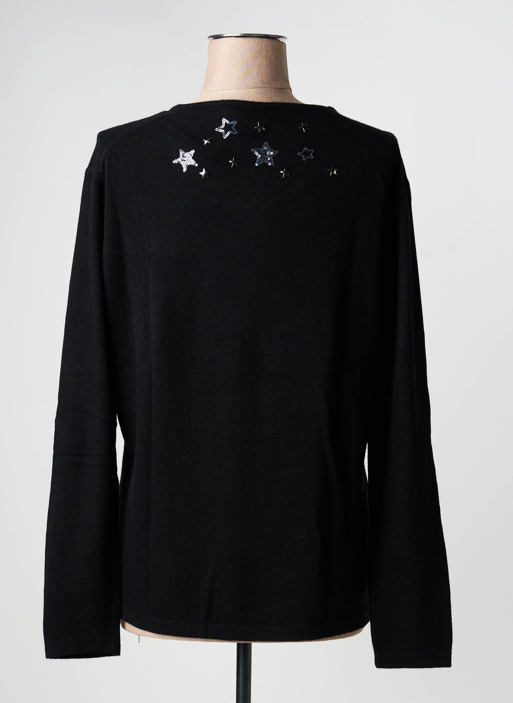 Pull coupe cintrée manches longues noir ELLEMME femme