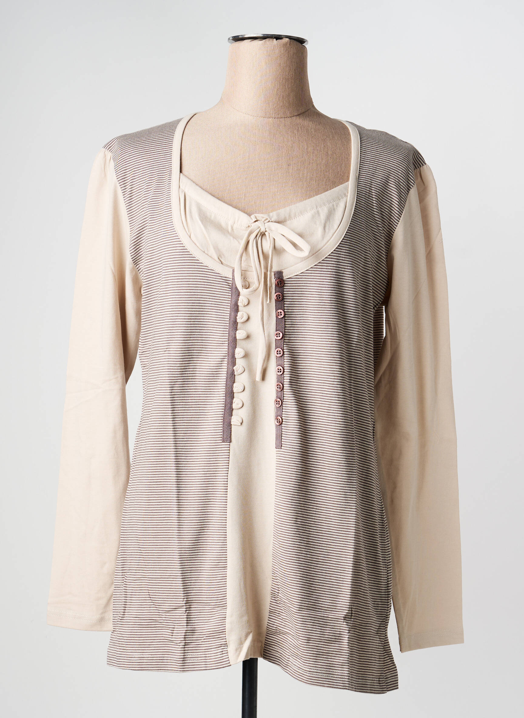 Tunique manches longues col rond beige KATMAI femme