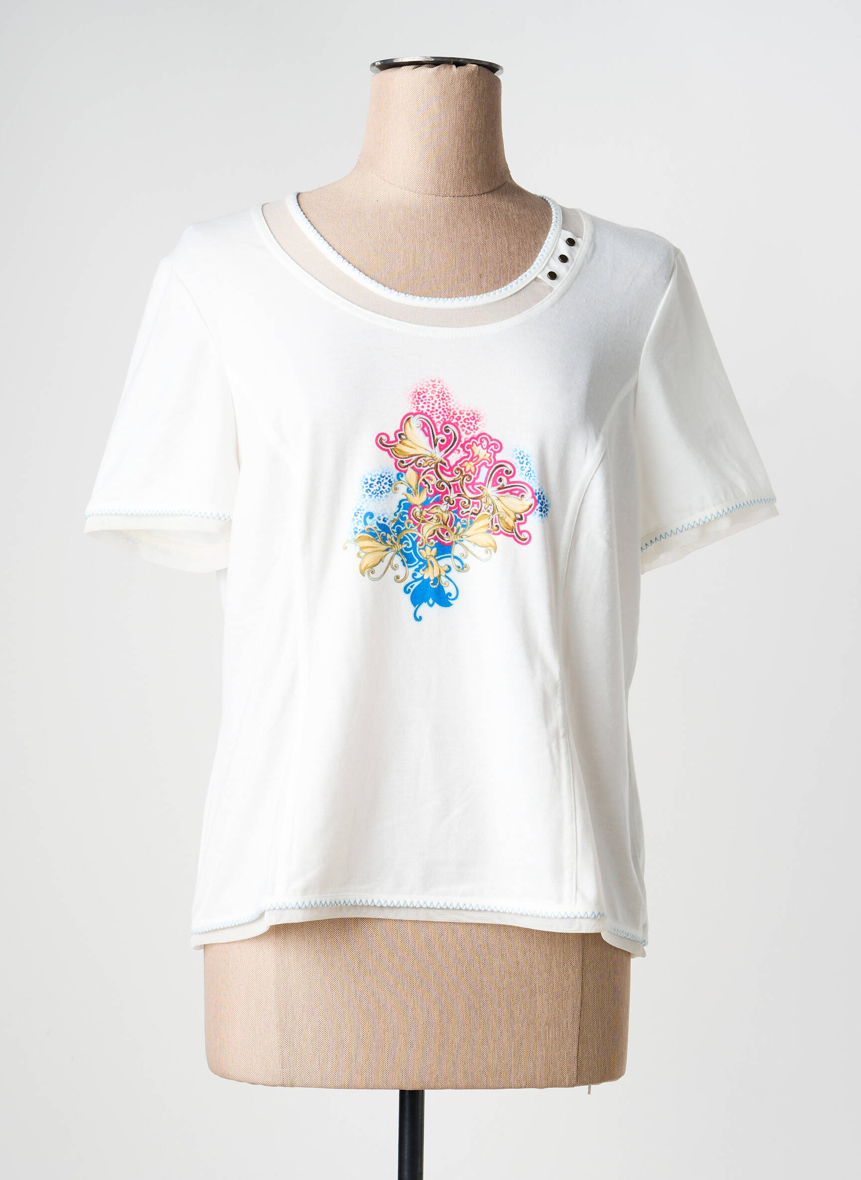 T-shirt stretch manches courtes blanc PAUPORTÉ femme
