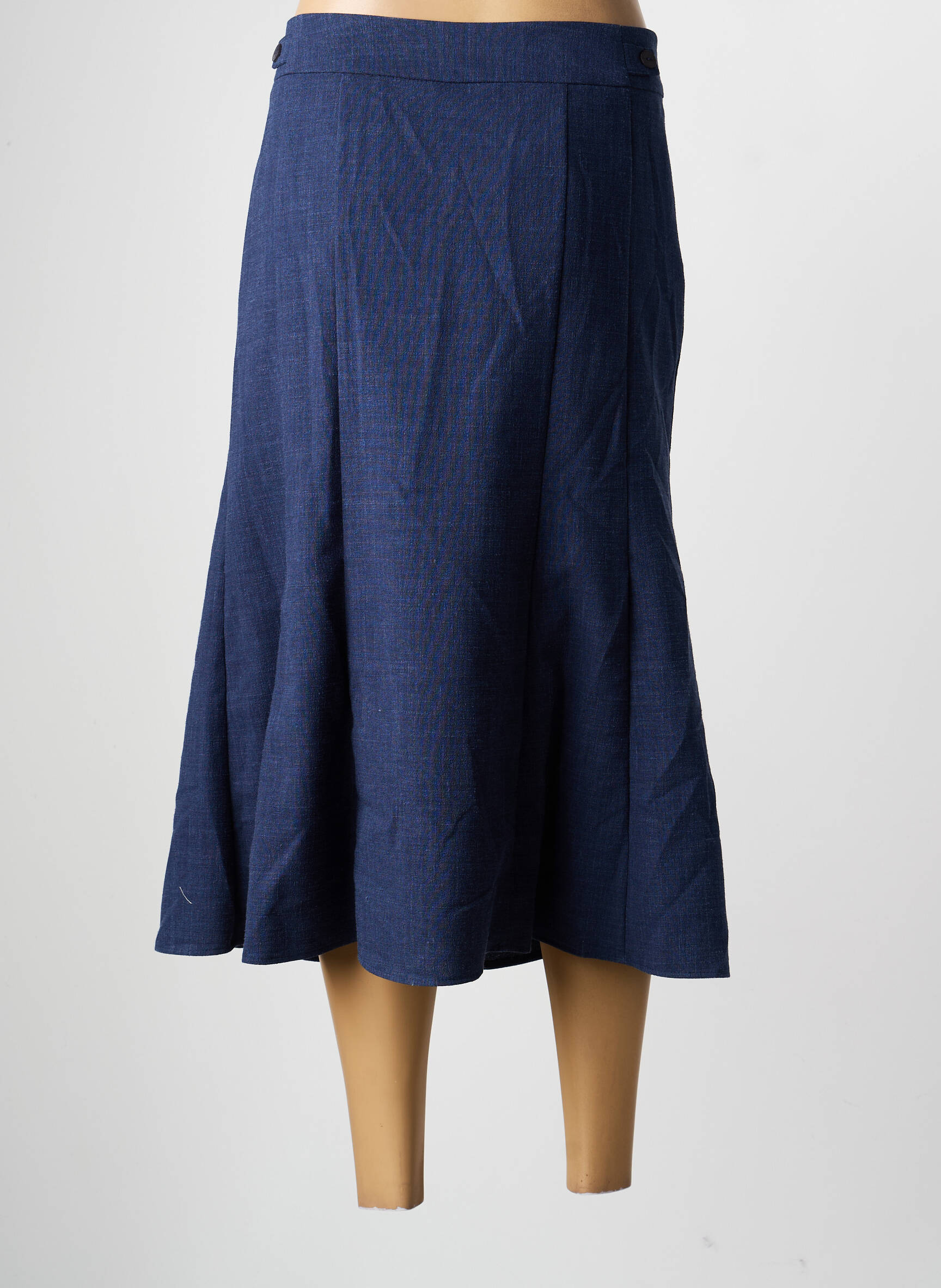 Jupe mi-longue fermeture zip latéral bleu FINNKARELIA femme