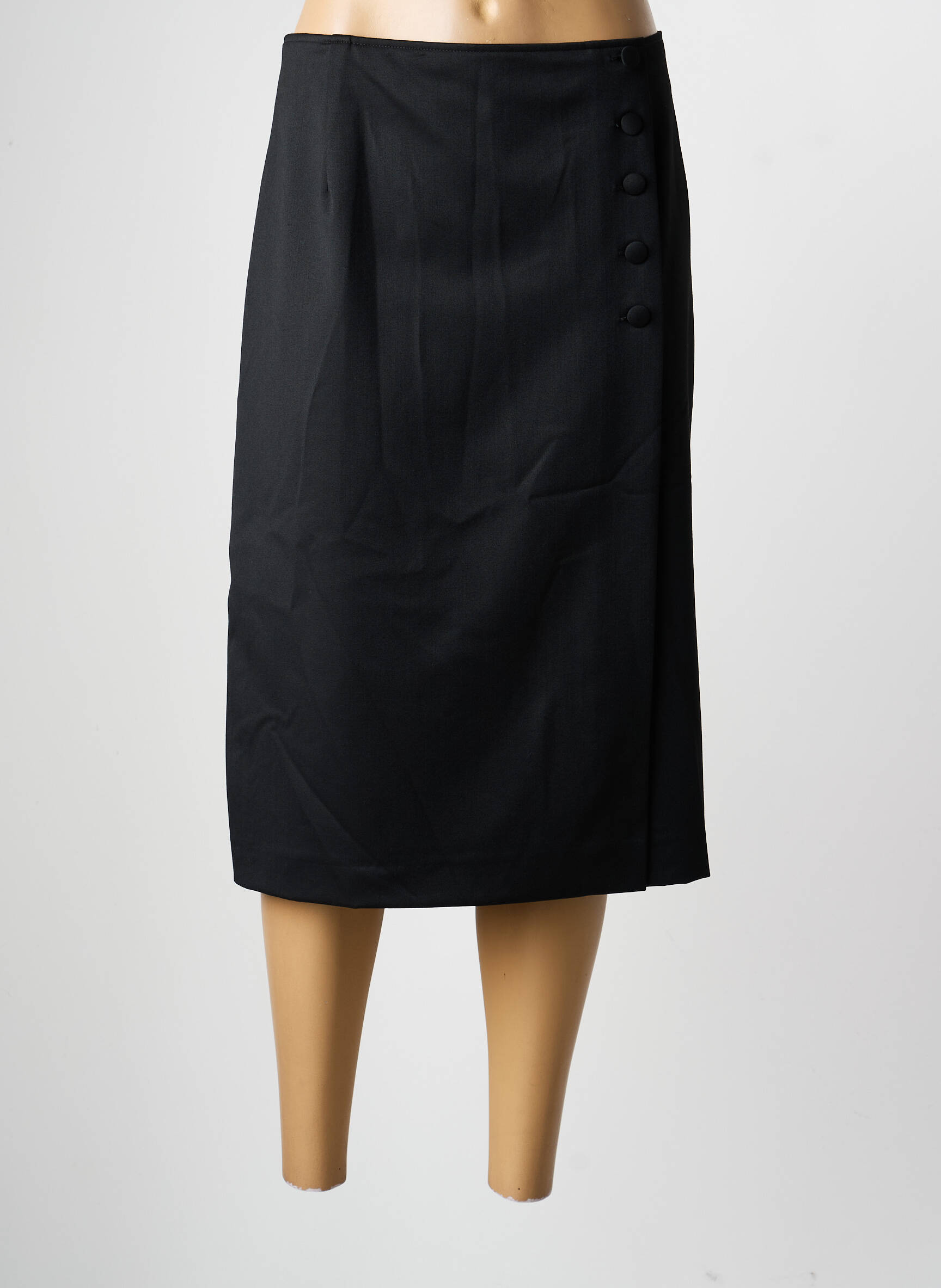 Jupe mi-longue taille à pinces noir TERRE DE FÉES femme