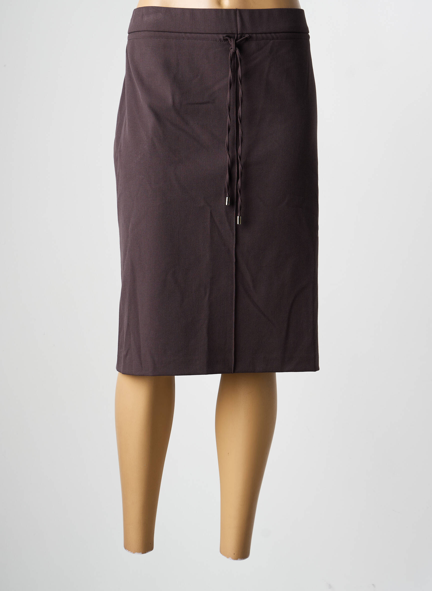 Jupe mi-longue stretch marron FRANK WALDER femme
