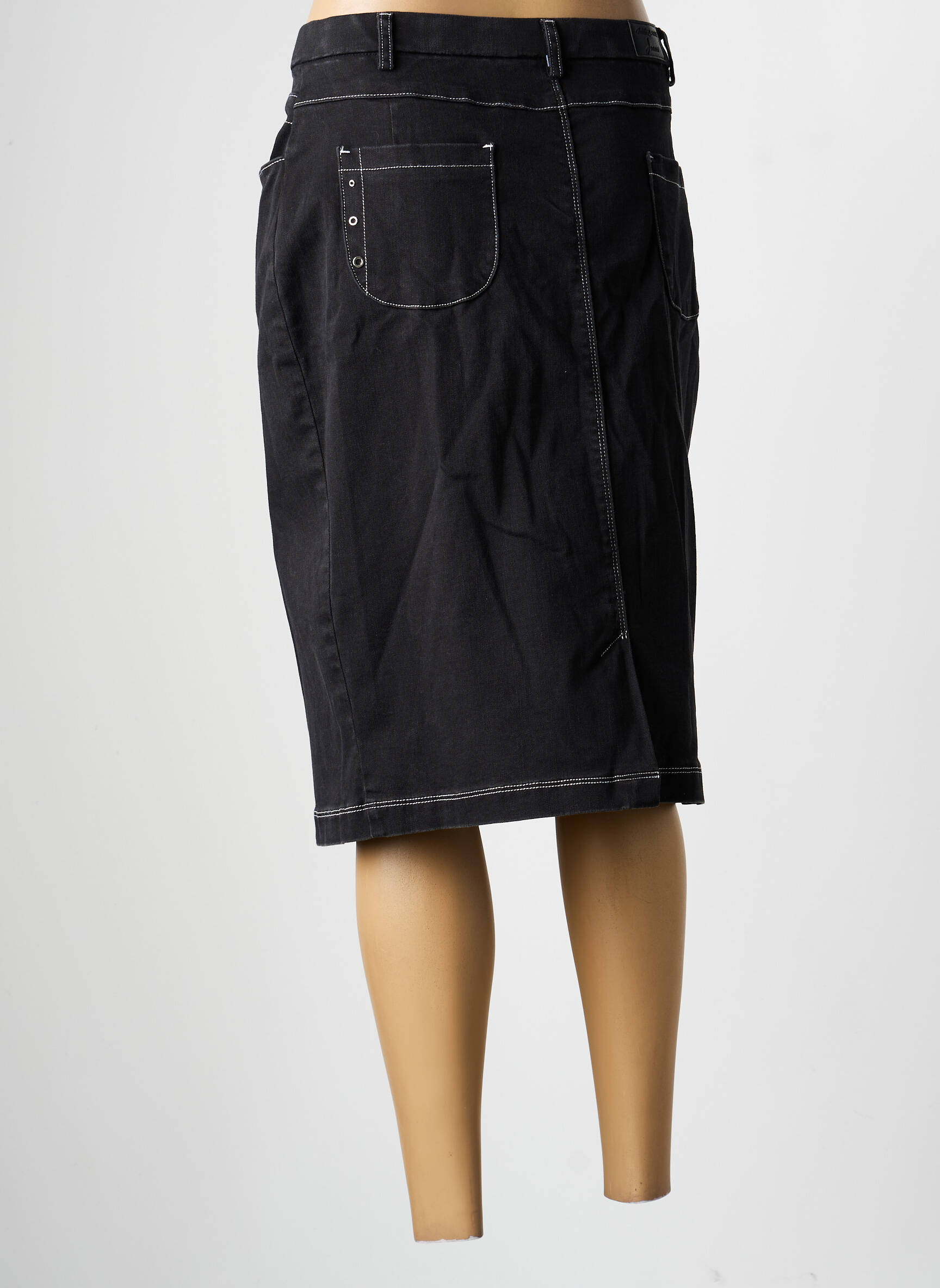 Jupe mi-longue coupe droite noir CHRISTINE LAURE femme