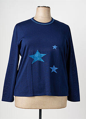 Pull coupe droite manches longues bleu RODAM femme