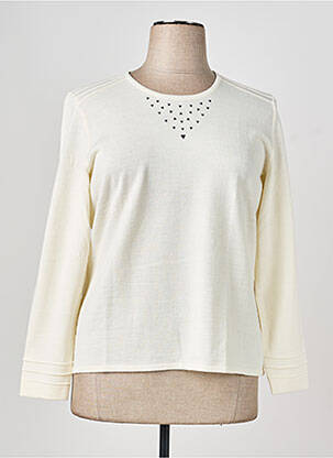 Pull col rond manches longues blanc PAUPORTÉ femme