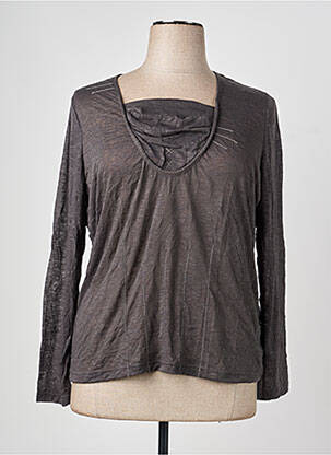 Top coupe cintrée manches longues gris PAUSE CAFE femme