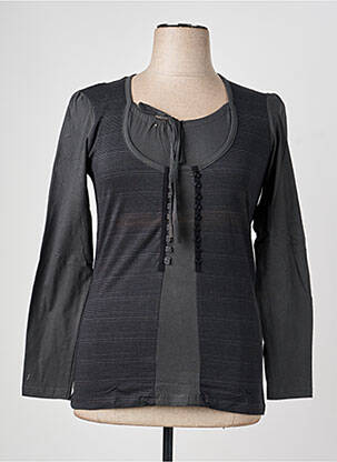 Top imprimé fantaisie manches longues noir KATMAI femme