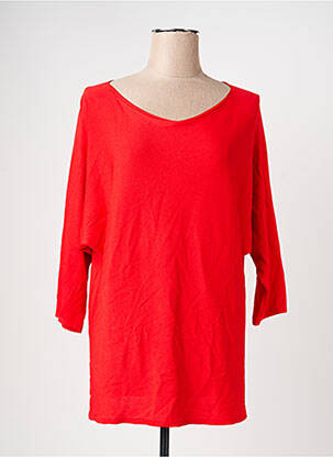 Pull coupe droite manches 3/4 rouge ESCORPION femme