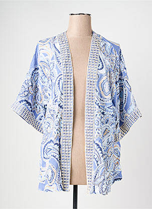 Veste kimono col v bleu OLSEN femme