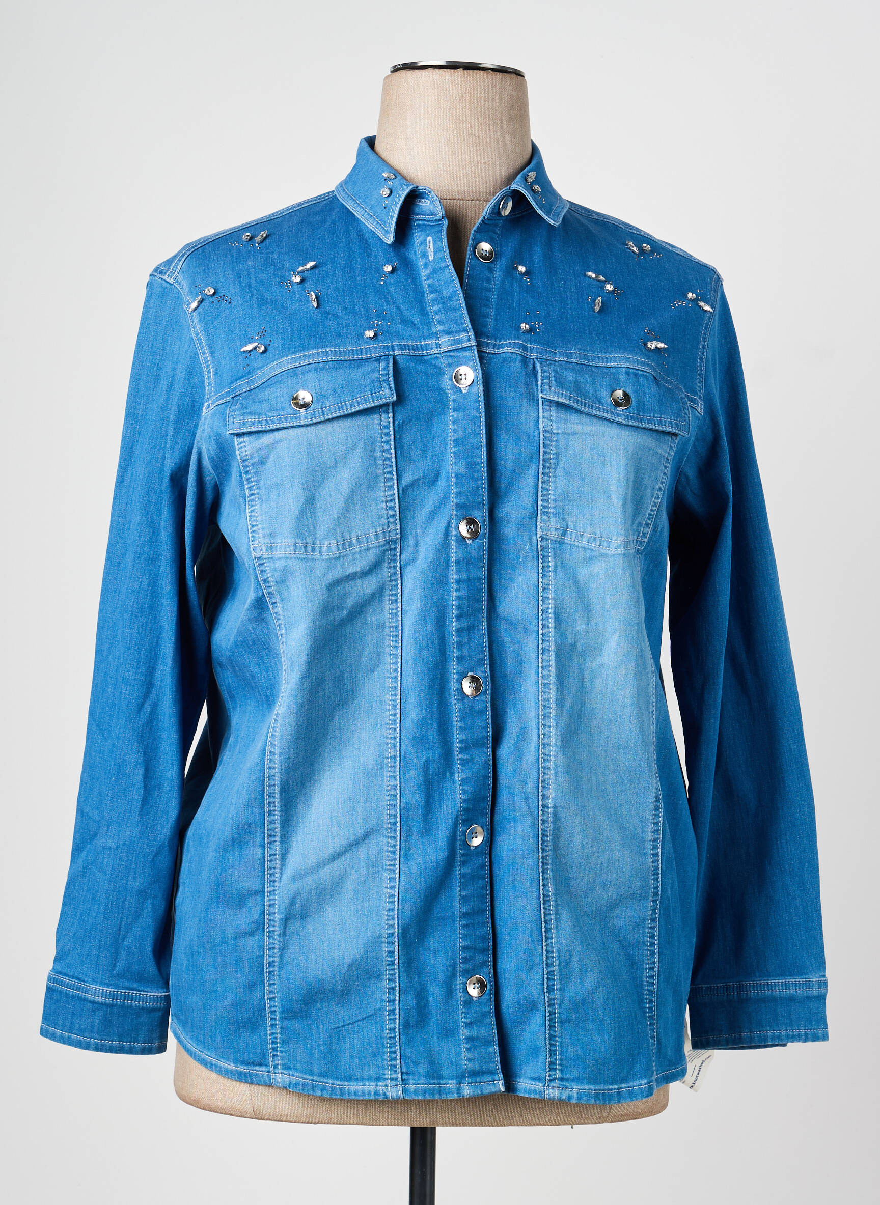 Chemisier coupe droite manches longues bleu RABE femme