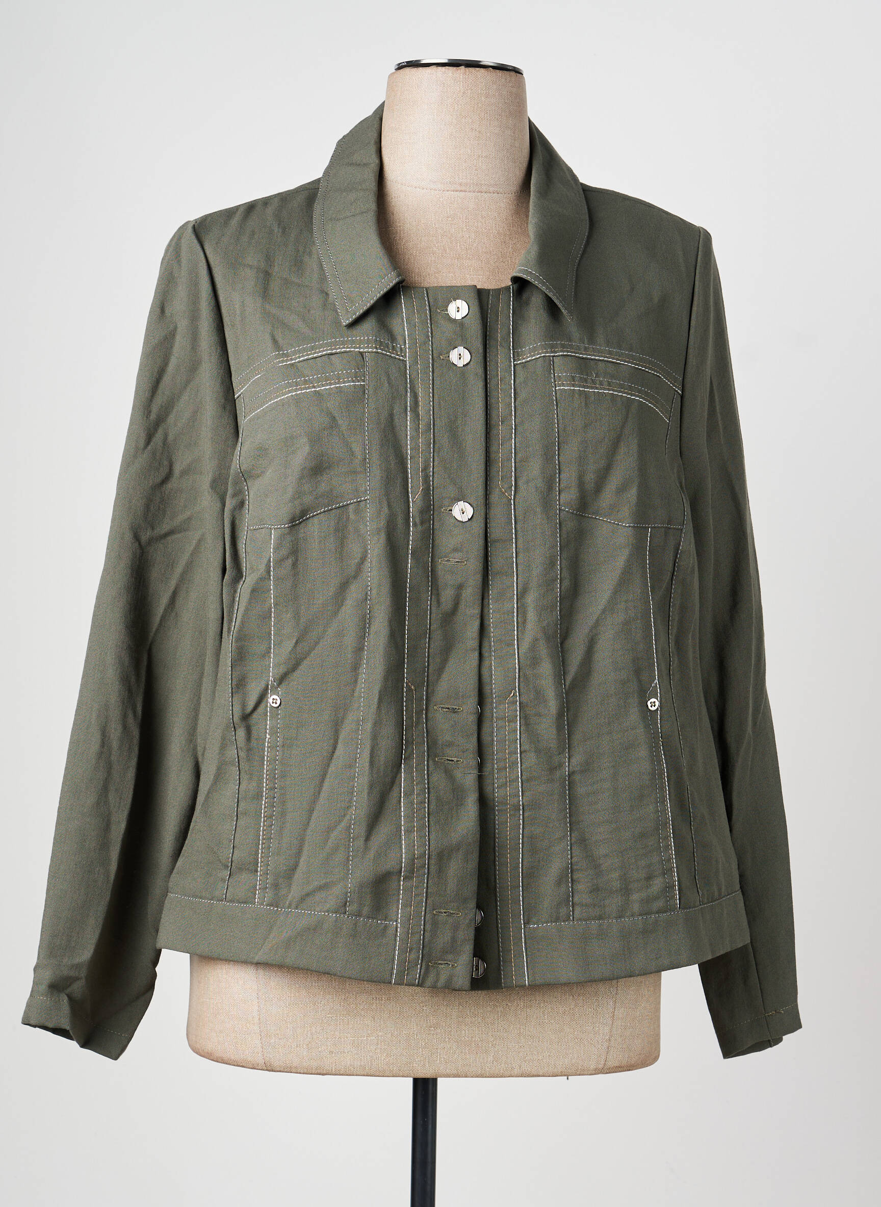 Veste casual epaulette vert CHRISTINE LAURE femme