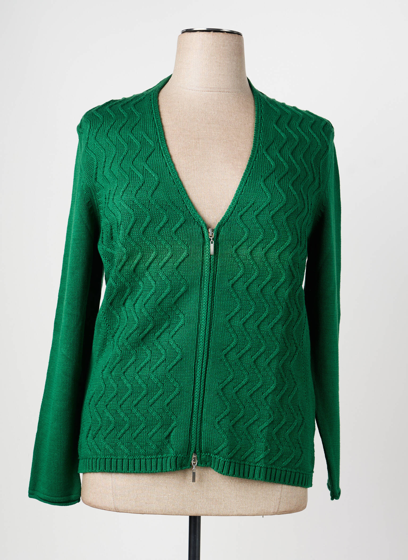Gilet manches longues coupe cintrée vert OLSEN femme