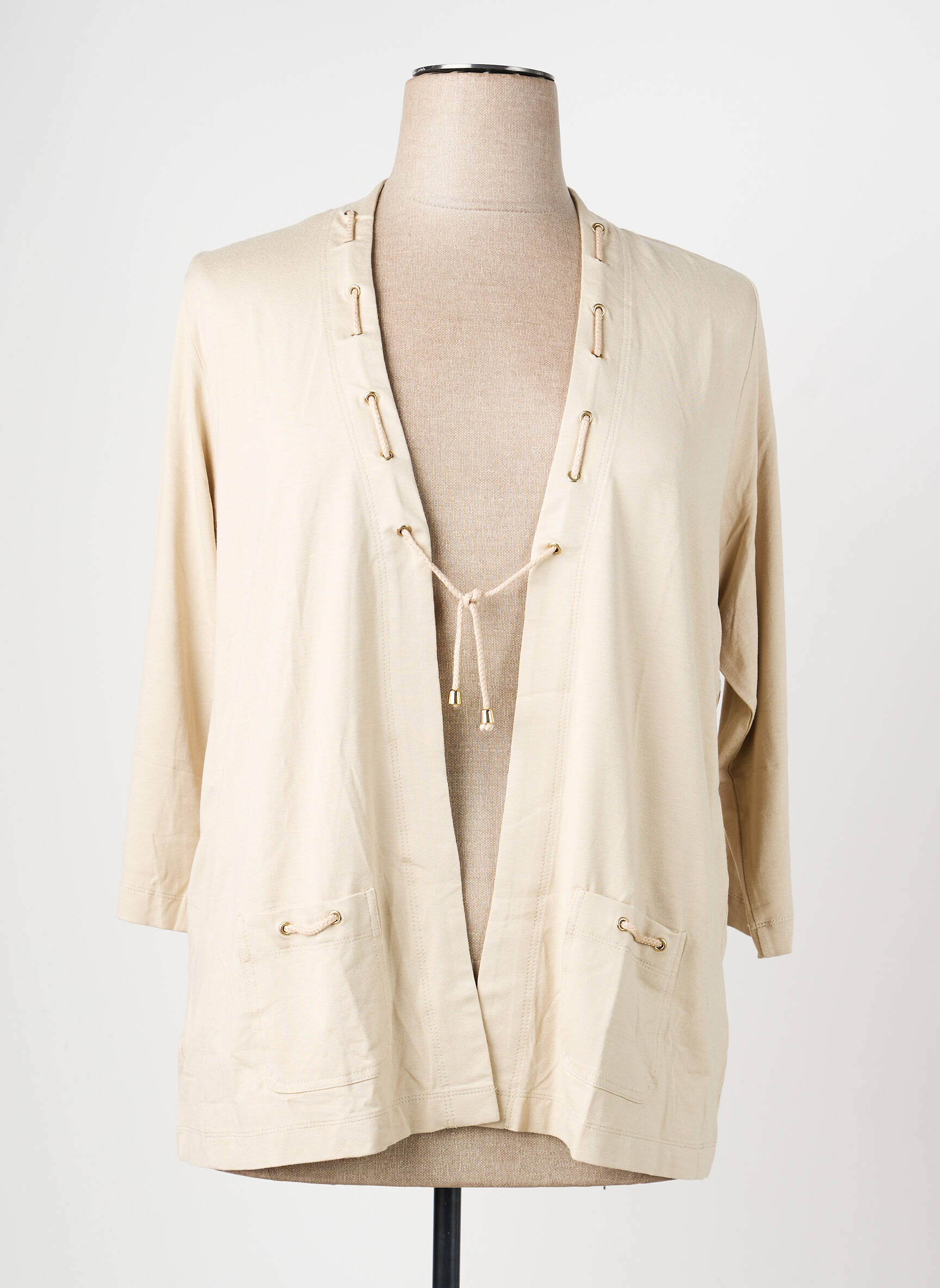 Gilet manches longues col v beige RABE femme