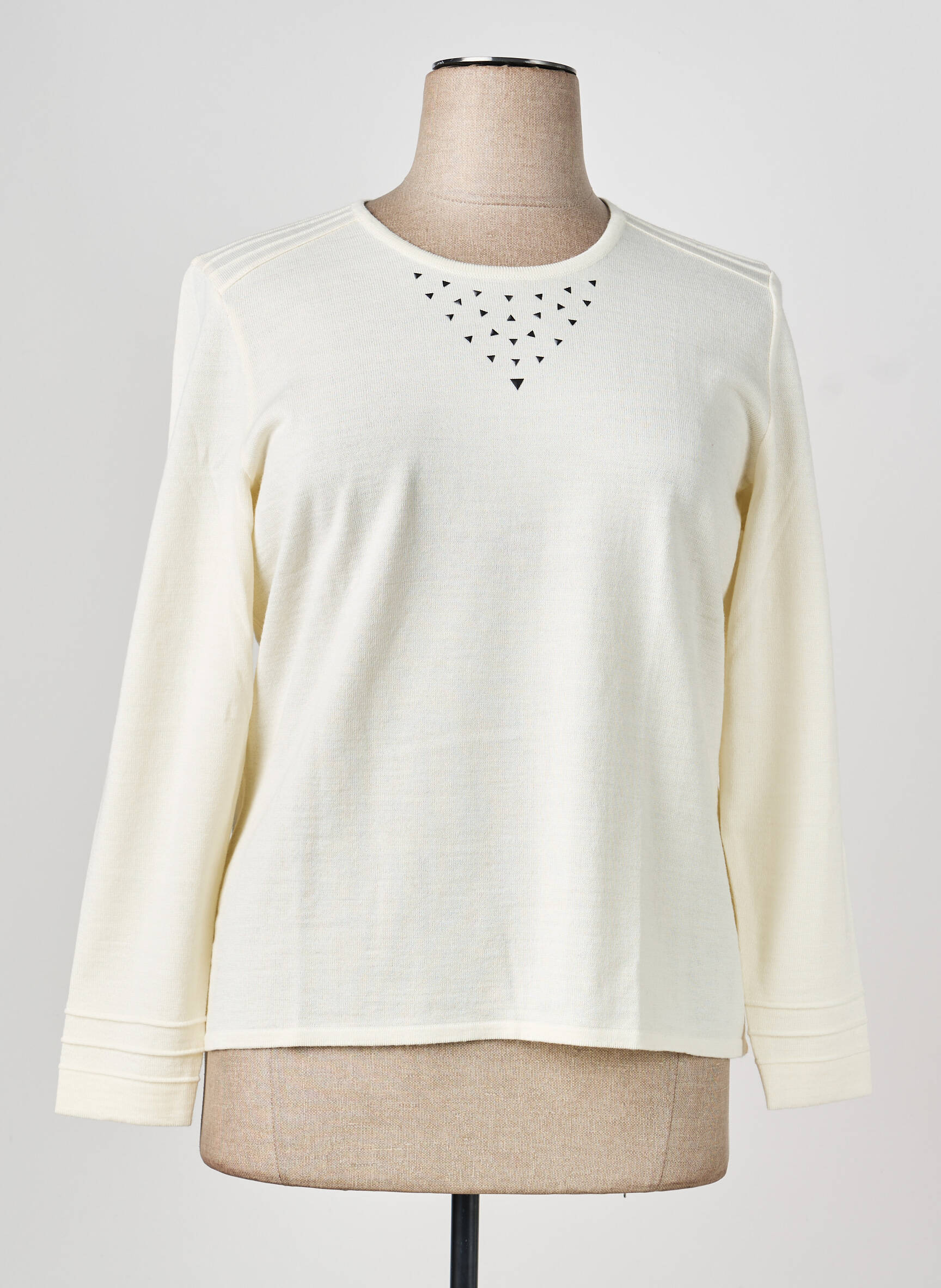 Pull col rond manches longues blanc PAUPORTÉ femme