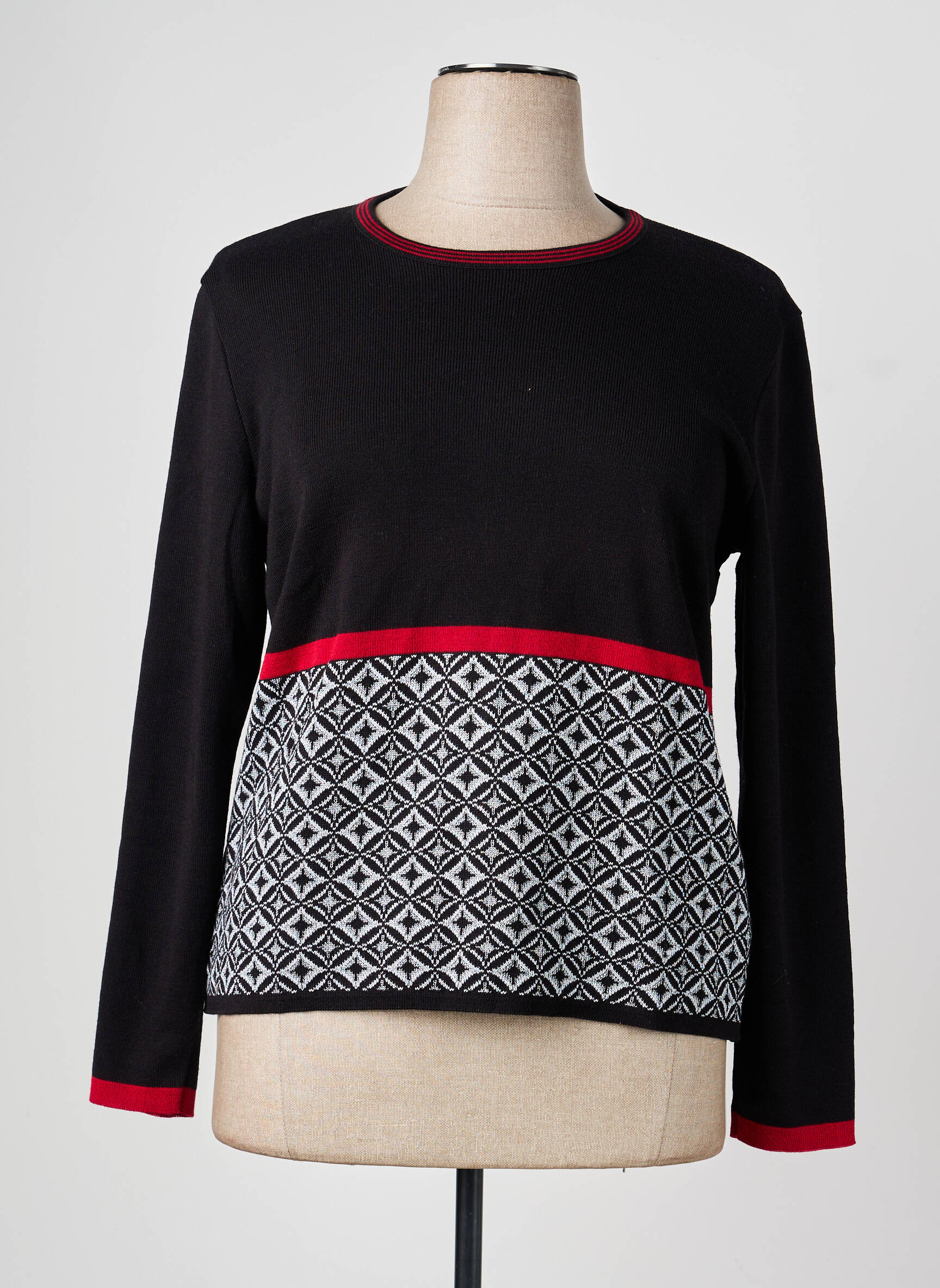 Pull coupe cintrée manches longues noir RODAM femme