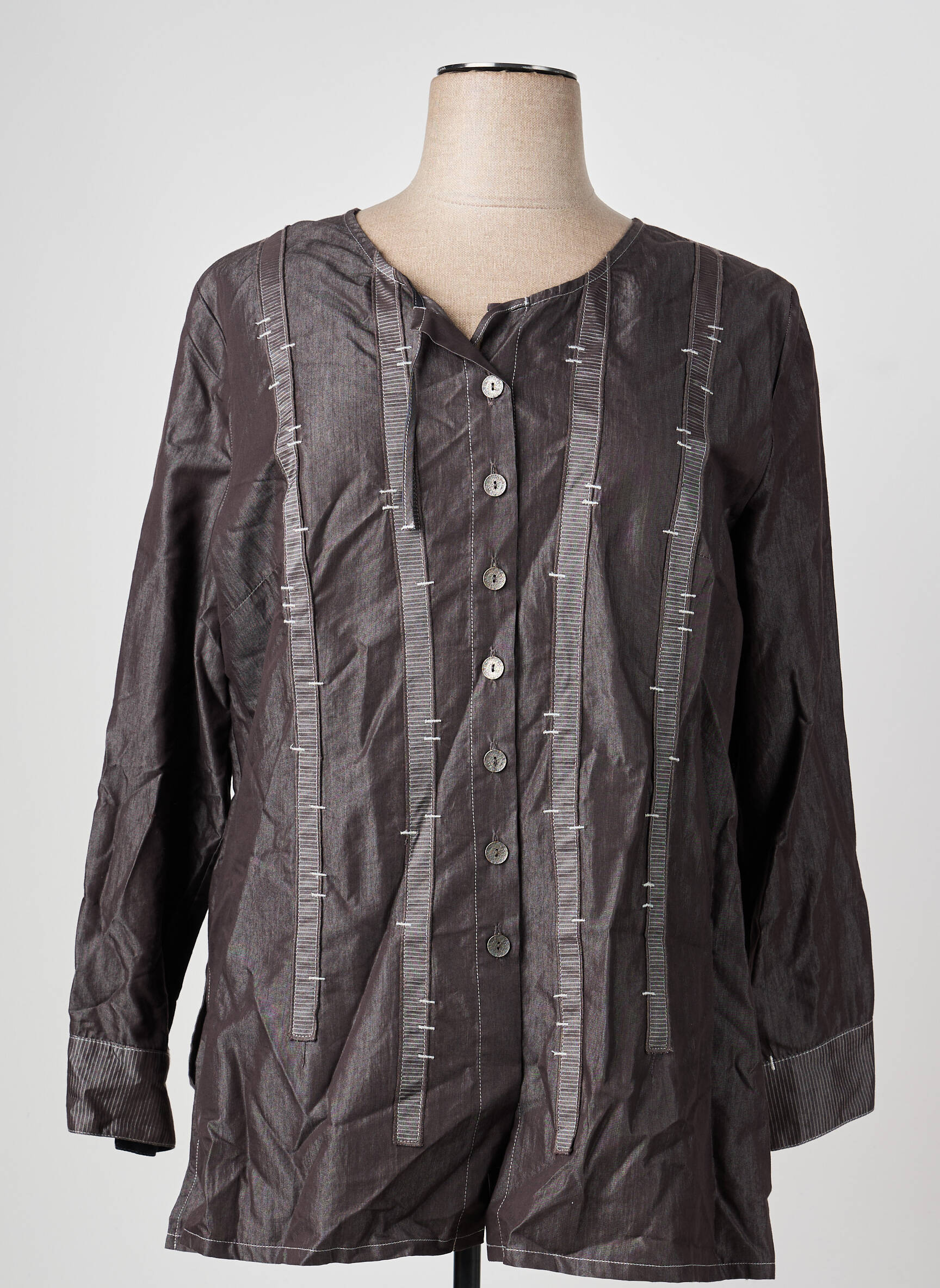 Veste casual col rond gris PAUSE CAFE femme