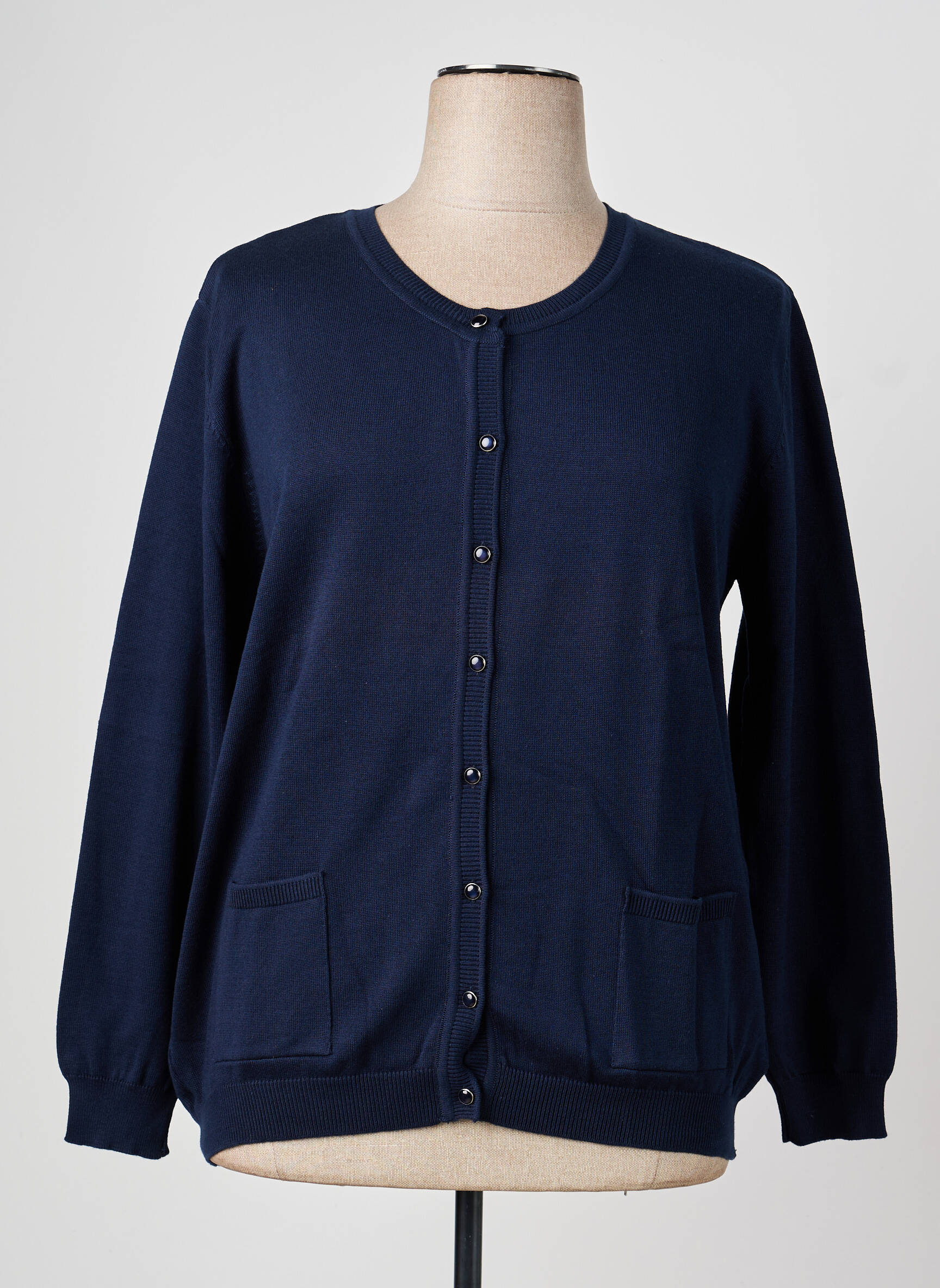 Gilet manches longues col rond bleu GRIFFON femme
