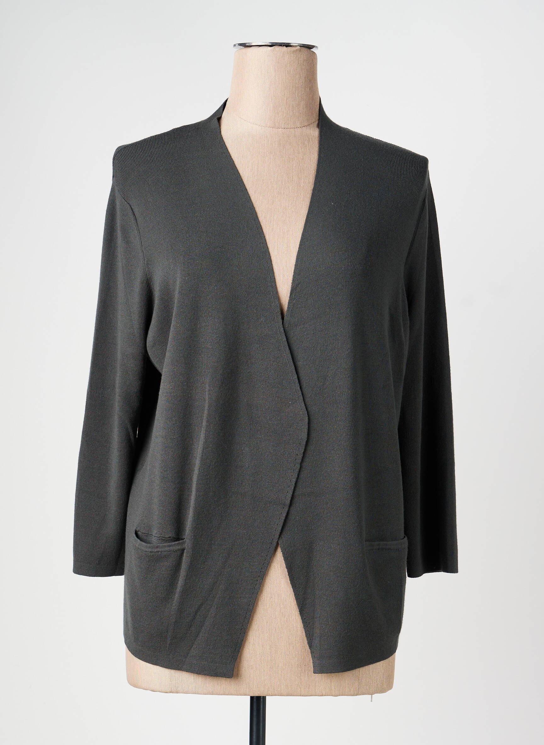 Gilet manches longues col v gris OLSEN femme