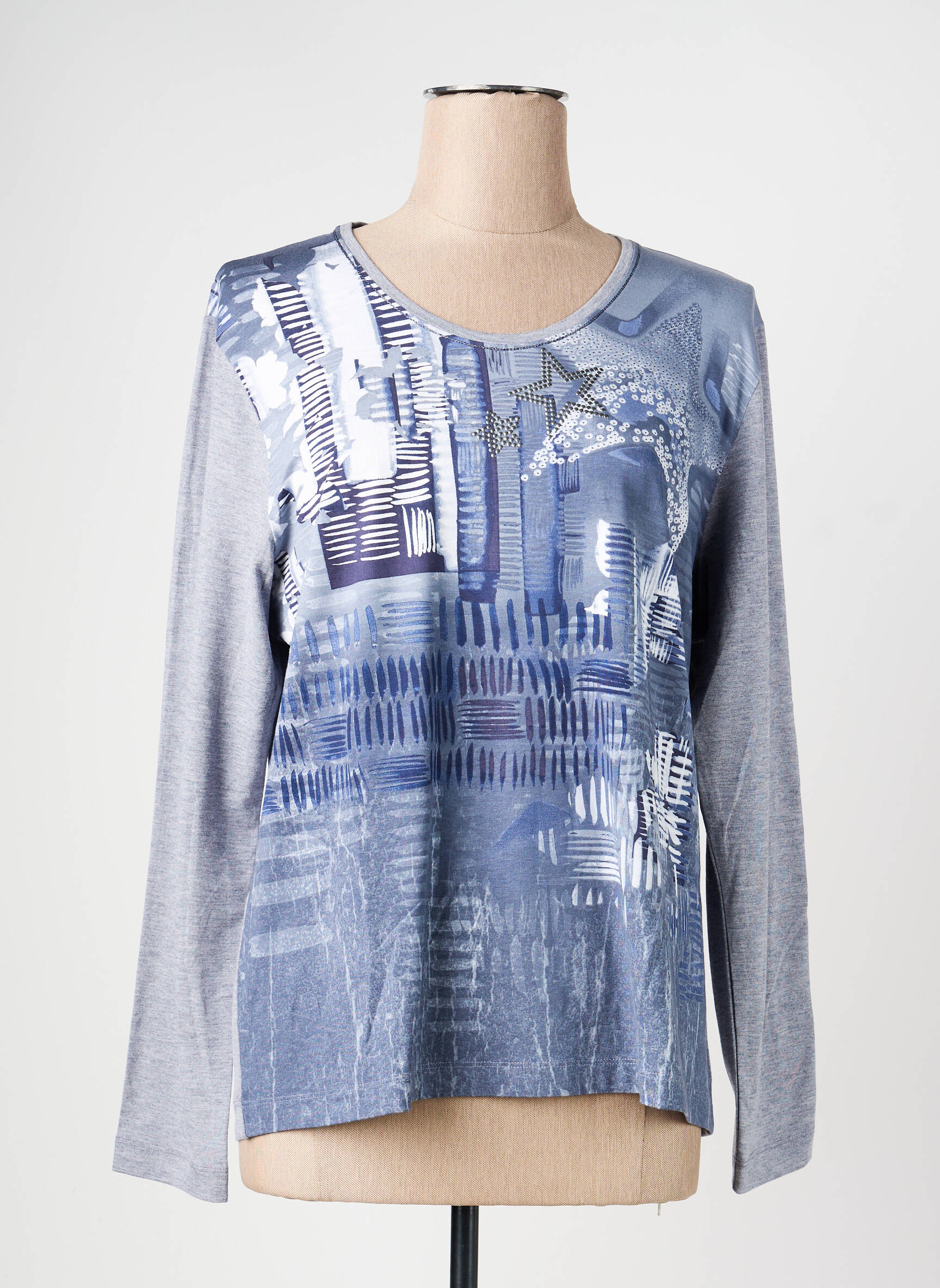 Top imprimé fantaisie manches longues gris RABE femme