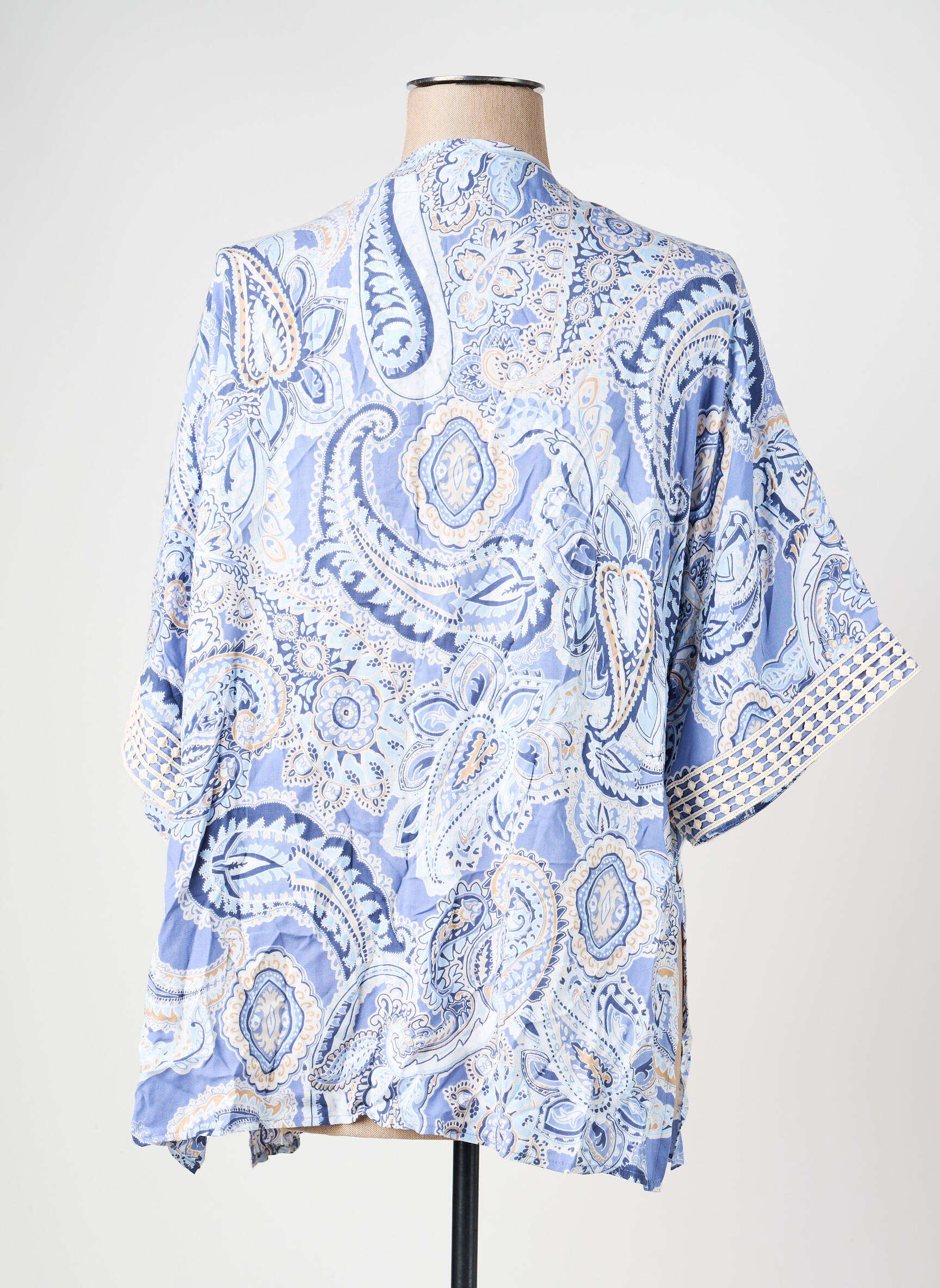 Veste kimono col v bleu OLSEN femme