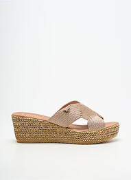 Mules/sabots semi compensé talon de 7 à 9cm or LPB femme