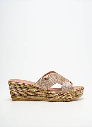 Mules/sabots semi compensé talon de 7 à 9cm or LPB femme