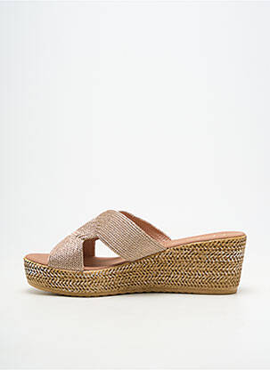 Mules/sabots semi compensé talon de 7 à 9cm or LPB femme