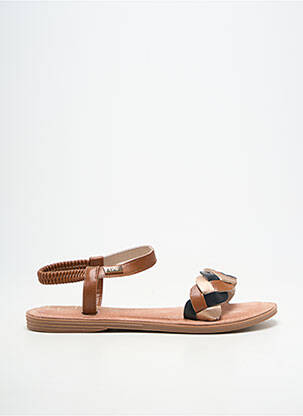 Sandales/nu pieds matière lisse talon plat jusqu'à 3cm marron LPB femme