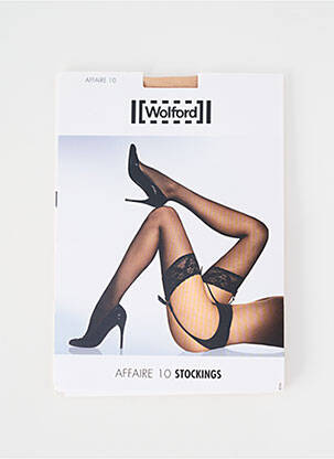 Bas broderie beige WOLFORD femme