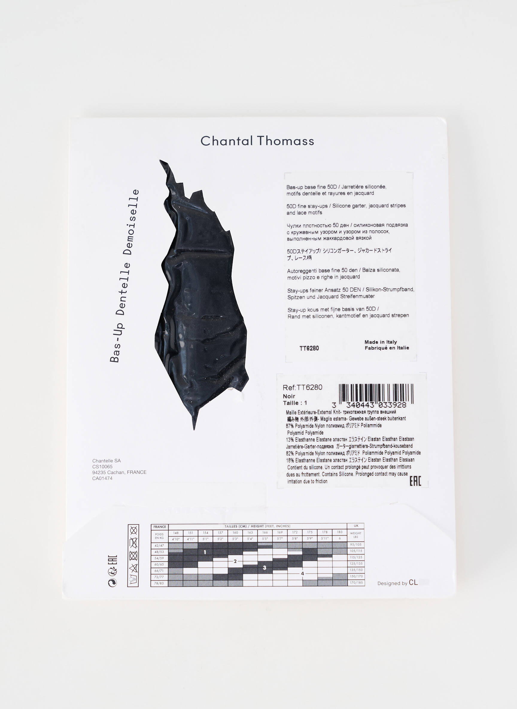 Bas imprimé fantaisie noir CHANTAL THOMASS femme
