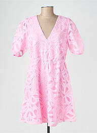 Robe mi-longue coupe fluide manches courtes rose OBJECT femme