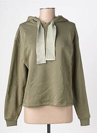 Sweat-shirt à capuche stretch manches longues vert PIECES femme