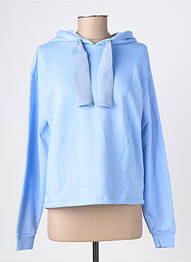 Sweat-shirt à capuche stretch manches longues bleu PIECES femme